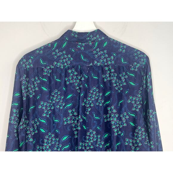 Xirena Beau Floral Print Long Sleeve Button-Up Shirt Navy/Green Women's Size XS - Picture 10 of 12